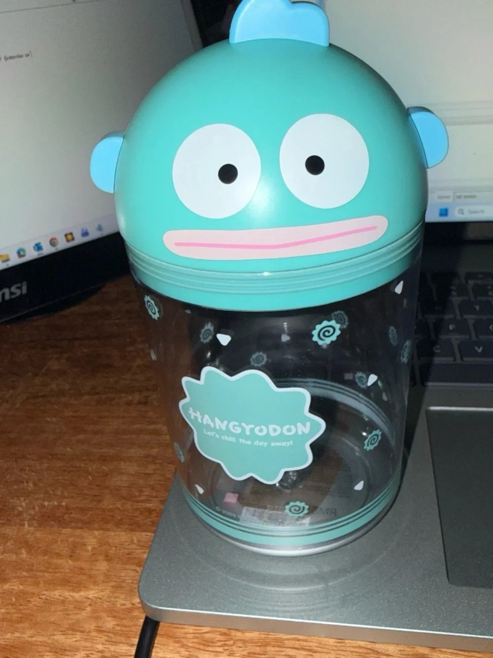 Sanrio Hangyodon Teal and Light Pink Character Storage Bin/Pencil Cup
